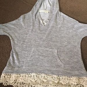 Lace hemmed gray hoodie
